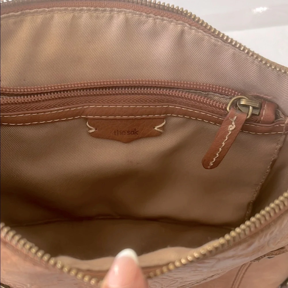 The Sak Womens Brown Leather Crossbody Bag Satchel Boho Distressed Purse Handbag - Picture 5 of 7
